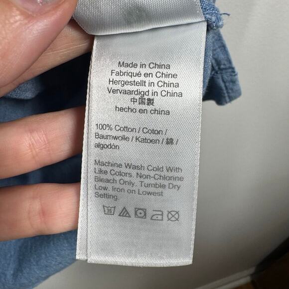 J. Crew Chambray Top Women S Blue Puff Sleeve Denim Blouse Prairie Cottage Core - Picture 6 of 9